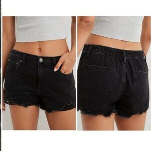 Aerie Daydream Denim Shorts Black Small Distressed Stretch